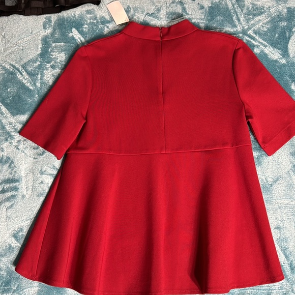 Gracia cranberry red hi low peplum mock neck size M back zip top - Picture 8 of 9